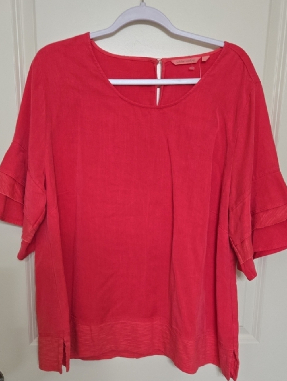 Soft Surroundings Coral Ruffle-Sleeve Tunic Top - Picture 4 of 4